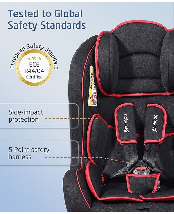 Babyhug Expedition ECE R44/04 Safety Certified 3 in 1 Convertible Car Seat With Recliner with 1 Year Warranty - Grey