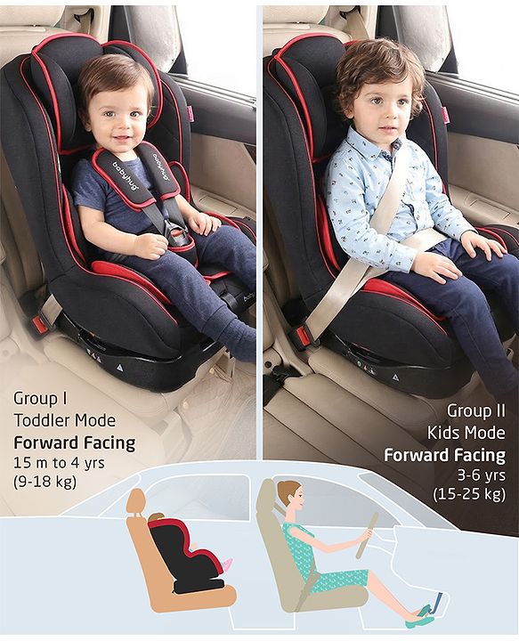 Babyhug Expedition ECE R44/04 Safety Certified 3 in 1 Convertible Car Seat With Recliner with 1 Year Warranty - Grey
