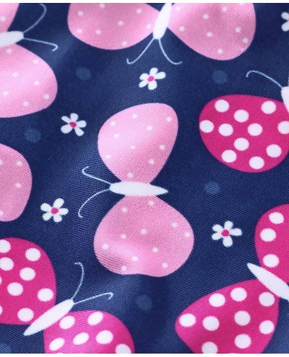 Babyhug V Cut Singlet Swimsuit Butterfly Print - Navy Blue