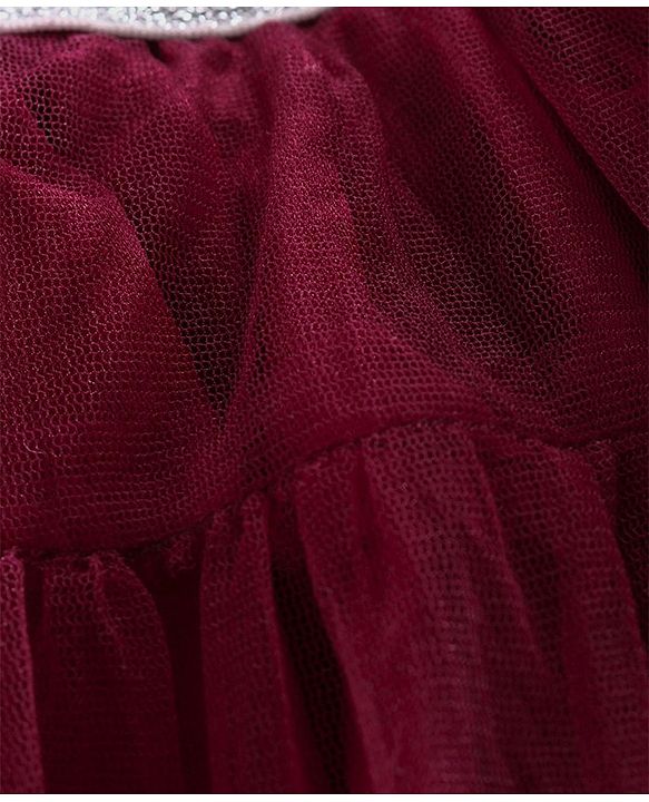 Babyhug Party Wear Net Layered Skirt - Maroon