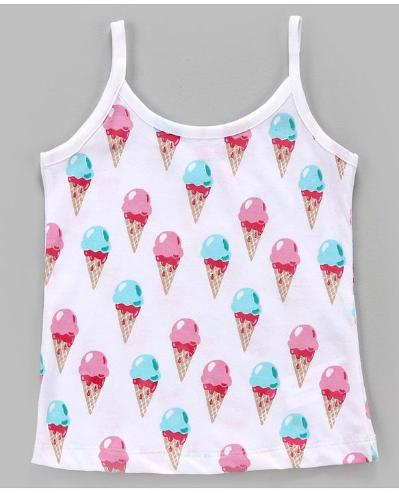 Babyhug 100% Cotton Sleeveless Slips Ice Cream Print Pack of 3 - White Yellow Blue