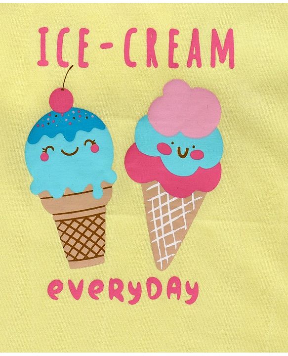 Babyhug 100% Cotton Sleeveless Slips Ice Cream Print Pack of 3 - White Yellow Blue