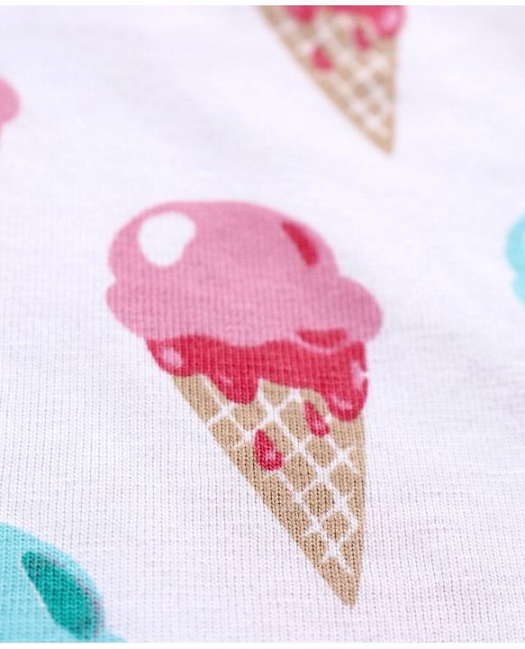 Babyhug 100% Cotton Sleeveless Slips Ice Cream Print Pack of 3 - White Yellow Blue