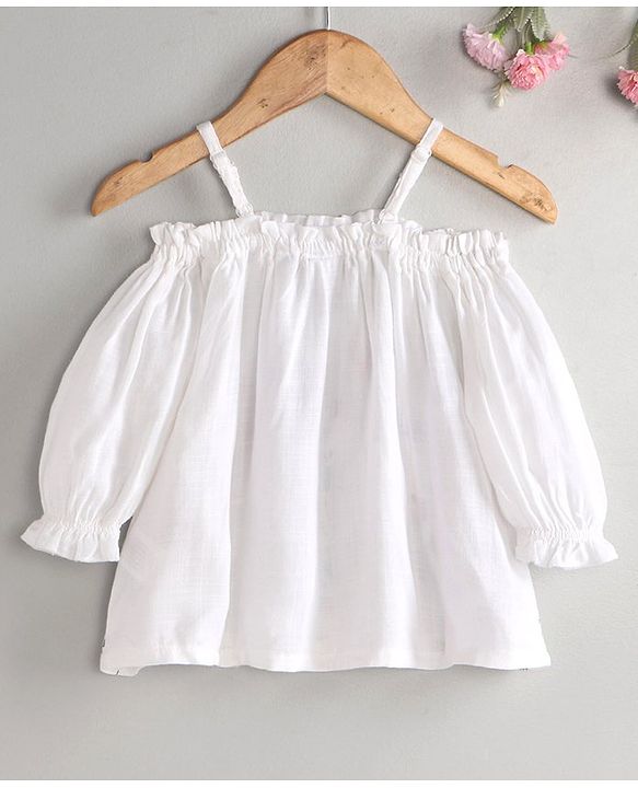 Babyhug Cold Shoulder Top Floral Print - White