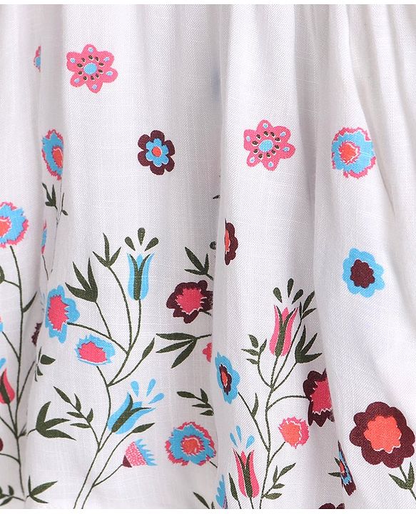 Babyhug Cold Shoulder Top Floral Print - White