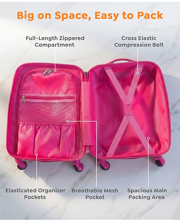 Babyhug Kid's Small 1 Day Trip Trolley Bag Owl Print - 18 Inches| Shock Resistant| Telescopic Handle| Water Resistant| Easy Zipper Closure| Durable Wheels