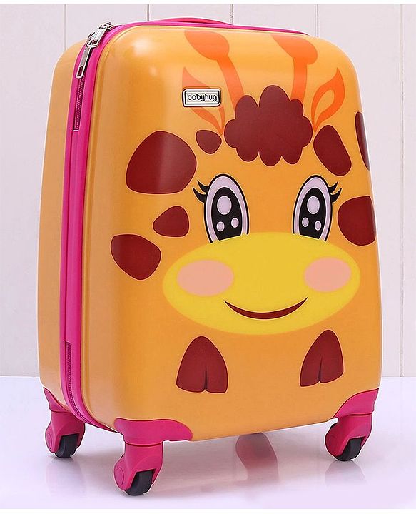 Babyhug Kid's Small 1 Day Trip Trolley Bag Giraffe Print - 18 Inches| Shock Resistant| Telescopic Handle| Water Resistant| Easy Zipper Closure| Durable Wheels