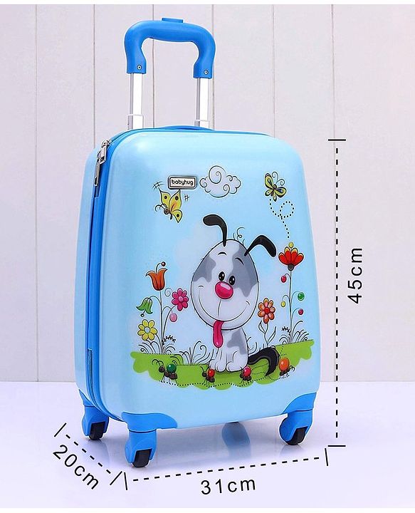 Babyhug Kid's Small 1 Day Trip Trolley Bag Puppy Print - 18 Inches| Shock Resistant| Telescopic Handle| Water Resistant| Easy Zipper Closure| Durable Wheels