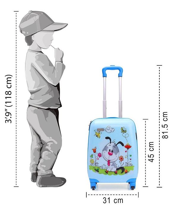 Babyhug Kid's Small 1 Day Trip Trolley Bag Puppy Print - 18 Inches| Shock Resistant| Telescopic Handle| Water Resistant| Easy Zipper Closure| Durable Wheels