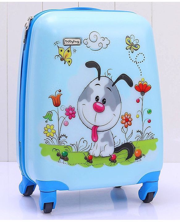 Babyhug Kid's Small 1 Day Trip Trolley Bag Puppy Print - 18 Inches| Shock Resistant| Telescopic Handle| Water Resistant| Easy Zipper Closure| Durable Wheels