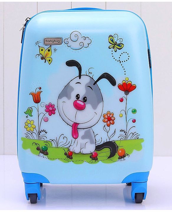 Babyhug Kid's Small 1 Day Trip Trolley Bag Puppy Print - 18 Inches| Shock Resistant| Telescopic Handle| Water Resistant| Easy Zipper Closure| Durable Wheels