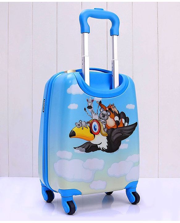 Babyhug Kid's Small 1 Day Trip Trolley Bag Bird Print - 18 Inches| Shock Resistant| Telescopic Handle| Water Resistant| Easy Zipper Closure| Durable Wheels