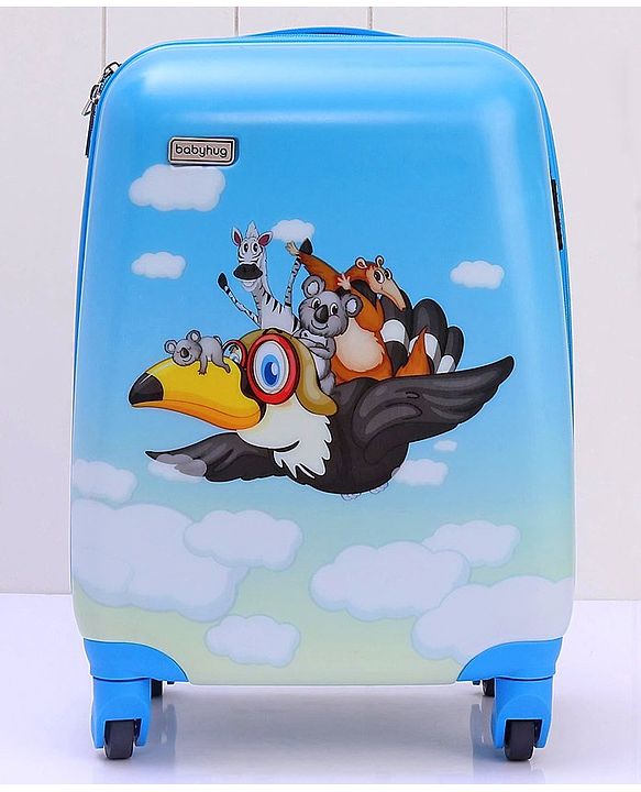 Babyhug Kid's Small 1 Day Trip Trolley Bag Bird Print - 18 Inches| Shock Resistant| Telescopic Handle| Water Resistant| Easy Zipper Closure| Durable Wheels