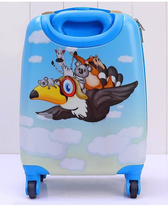 Babyhug Kid's Small 1 Day Trip Trolley Bag Bird Print - 18 Inches| Shock Resistant| Telescopic Handle| Water Resistant| Easy Zipper Closure| Durable Wheels