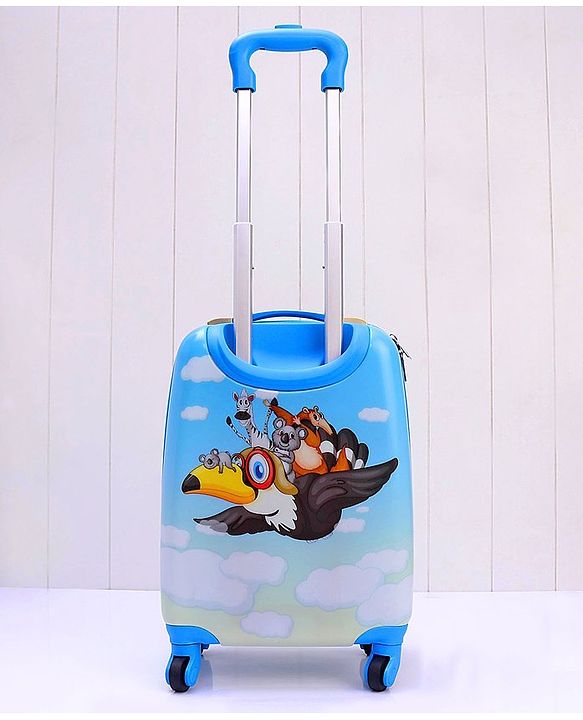Babyhug Kid's Small 1 Day Trip Trolley Bag Bird Print - 18 Inches| Shock Resistant| Telescopic Handle| Water Resistant| Easy Zipper Closure| Durable Wheels