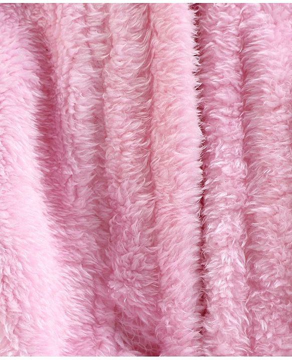 Babyhug Full Sleeves Hooded Velour Bath Robe with 3D Ears - Pink