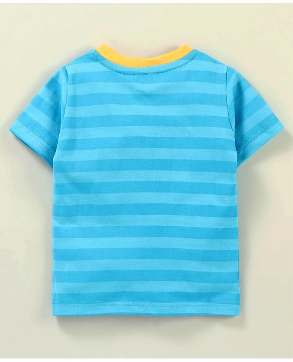Babyhug Half Sleeves Striped Tee - Blue