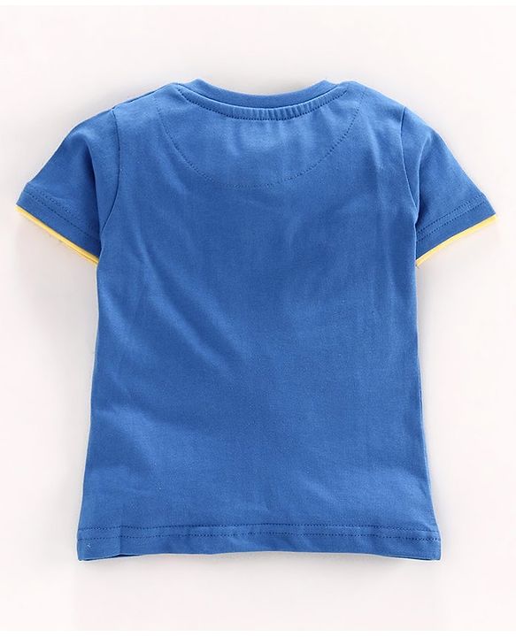 Babyhug Half Sleeves Henley Tee Rocket Print - Blue