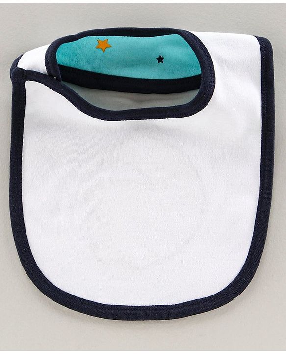 Babyhug Bib Velcro Closure Teddy Patch - Blue