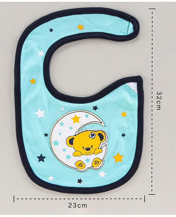 Babyhug Bib Velcro Closure Teddy Patch - Blue