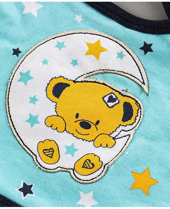 Babyhug Bib Velcro Closure Teddy Patch - Blue