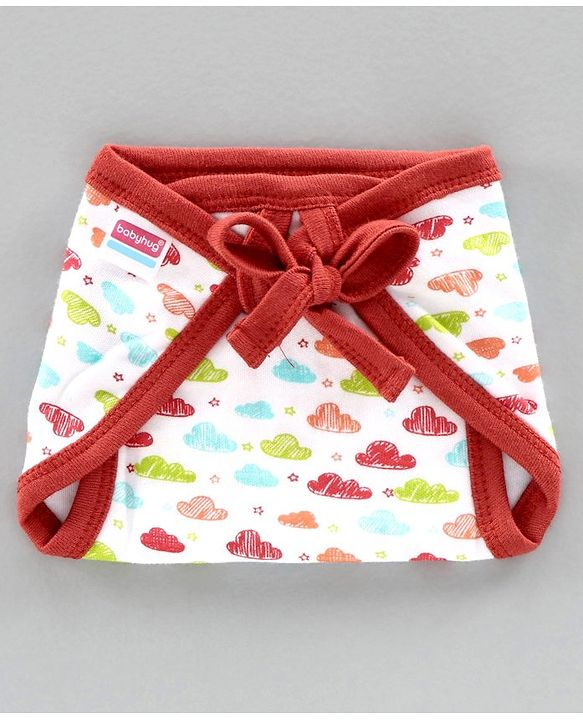 Babyhug Interlock Cloth Nappy Set of 5 Extra Small - Cloud Print