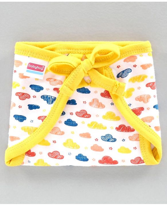 Babyhug Interlock Cloth Nappy Set of 5 Extra Small - Cloud Print