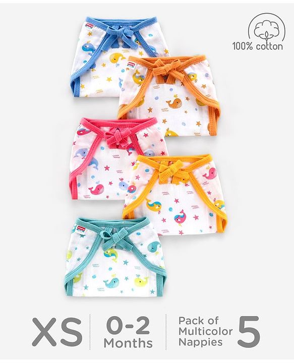 Babyhug Muslin Cloth Nappy Set of 5 Extra Small - Multicolor Printed