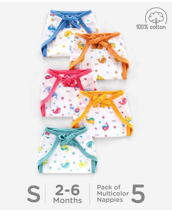 Babyhug Muslin Cloth Nappy Set of 5 Extra Small - Multicolor Printed