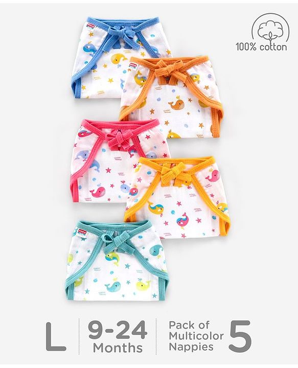 Babyhug Muslin Cloth Nappy Set of 5 Extra Small - Multicolor Printed