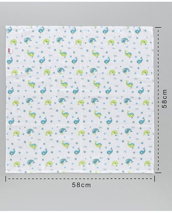 Babyhug Muslin Cloth Nappy Set of 5 Small - Multicolor Printed