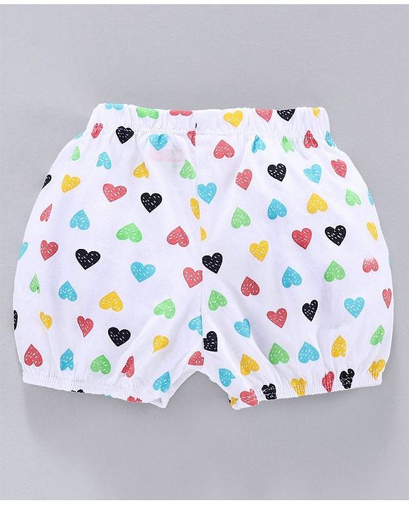 Babyhug 100% Cotton Bloomer Striped & Heart Print Pack of 3 - White Pink