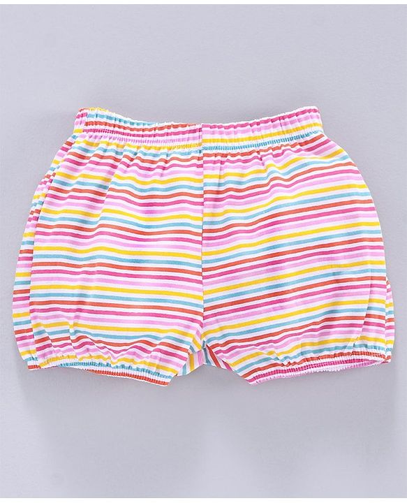 Babyhug 100% Cotton Bloomer Striped & Heart Print Pack of 3 - White Pink