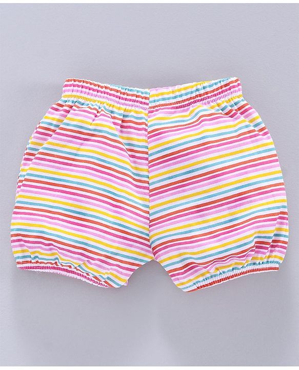 Babyhug 100% Cotton Bloomer Striped & Heart Print Pack of 3 - White Pink