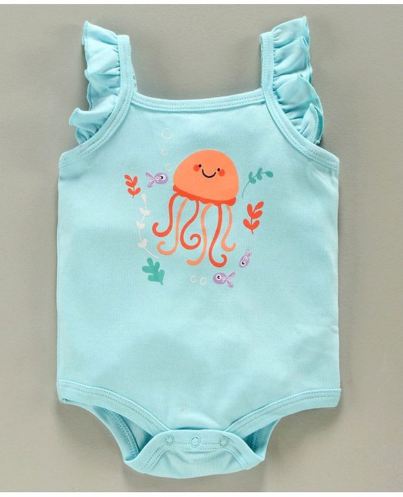Babyhug 100% Cotton Flutter Sleeves Onesies Multiprint Pack of 5 - Multicolor