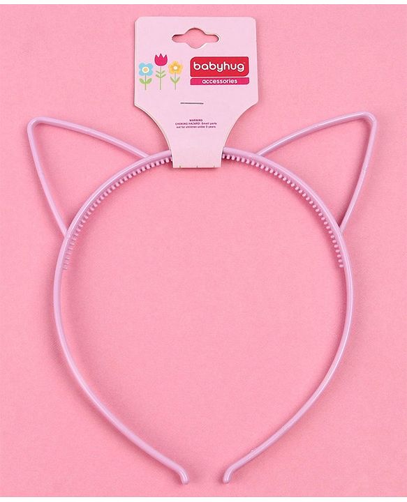 Babyhug Hair Band Cat Ear Applique - Light Pink