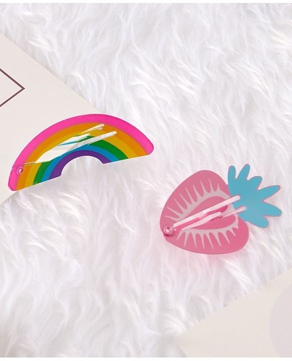 Babyhug Fruit & Rainbow Shaped Snap Clips - Pink