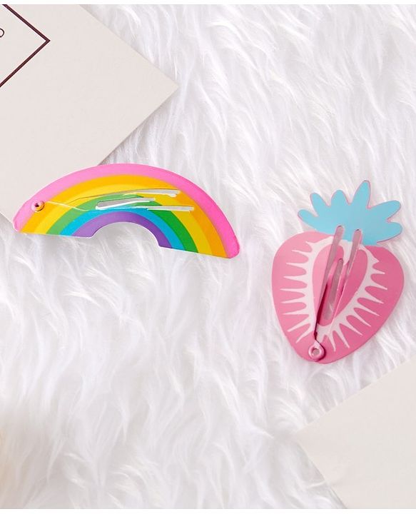 Babyhug Fruit & Rainbow Shaped Snap Clips - Pink