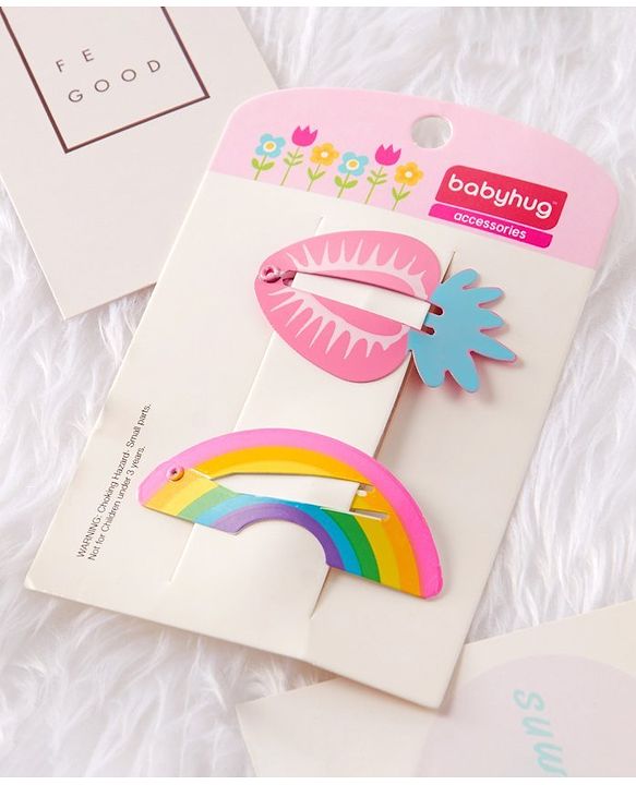 Babyhug Fruit & Rainbow Shaped Snap Clips - Pink