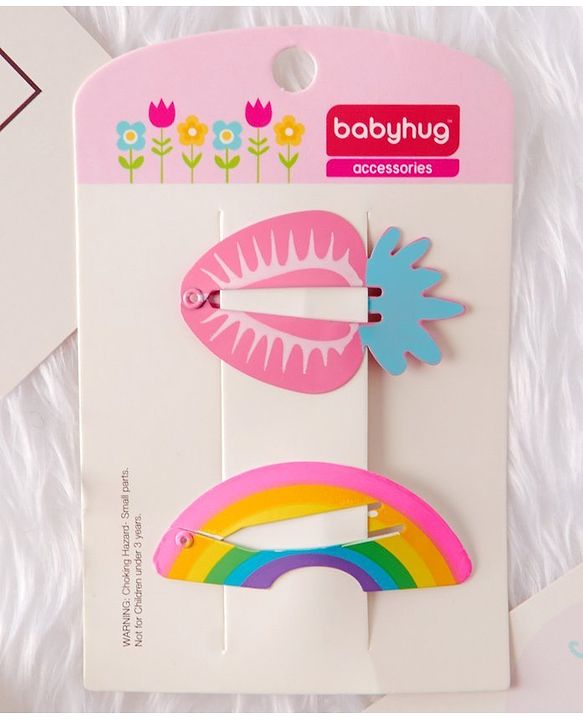 Babyhug Fruit & Rainbow Shaped Snap Clips - Pink