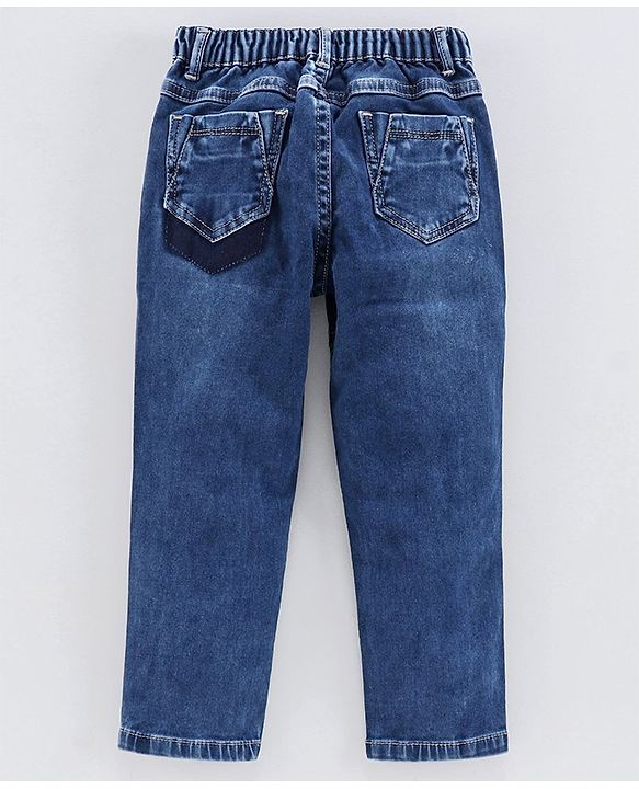 Babyhug Full Length Elasticated Waist Jeans - Blue