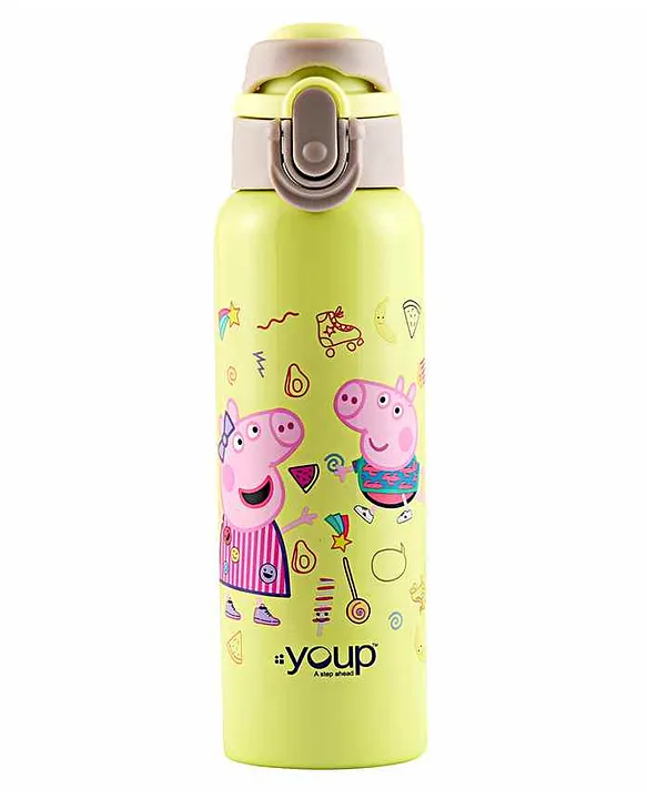 4022-1663: 500ml Peppa Pig Reusable Water Bottle with Flip Straw
