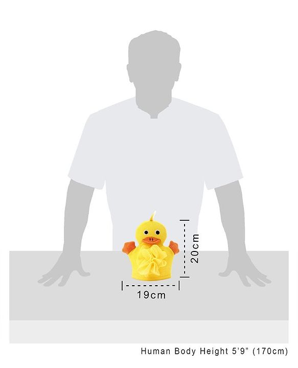 Babyhug Duck Shape Bath Glove With Attached Loofah - Yellow