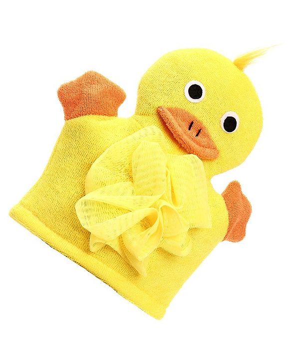 Babyhug Duck Shape Bath Glove With Attached Loofah - Yellow