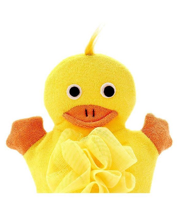 Babyhug Duck Shape Bath Glove With Attached Loofah - Yellow