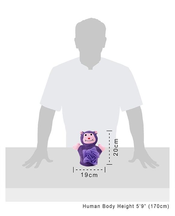 Babyhug Monkey Shape Bath Glove With Attached Loofah - Purple