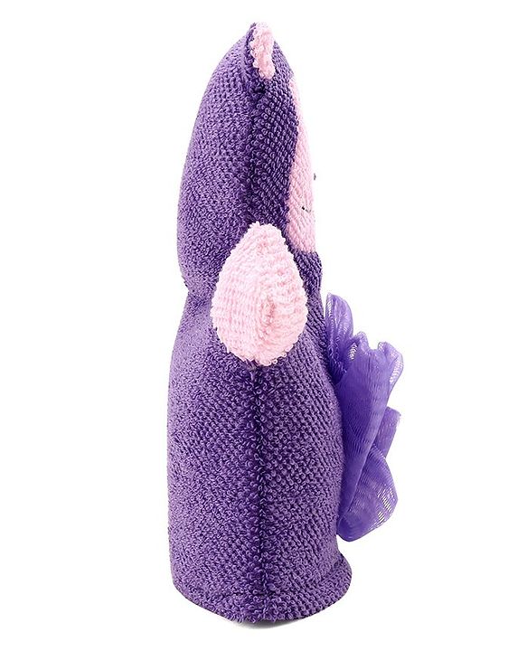 Babyhug Monkey Shape Bath Glove With Attached Loofah - Purple
