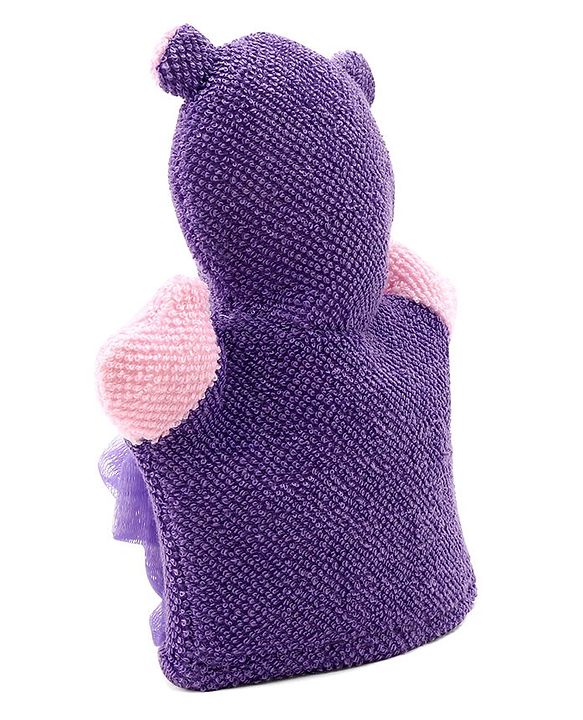 Babyhug Monkey Shape Bath Glove With Attached Loofah - Purple