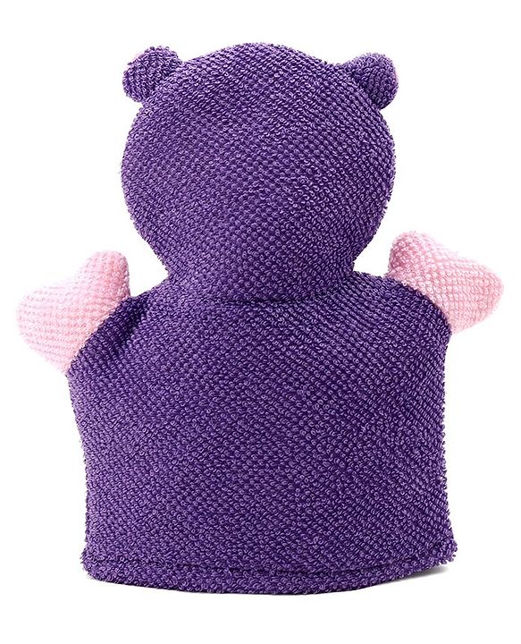 Babyhug Monkey Shape Bath Glove With Attached Loofah - Purple