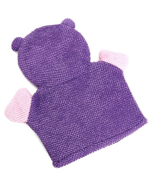 Babyhug Monkey Shape Bath Glove With Attached Loofah - Purple
